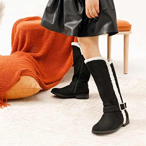 DREAM PAIRS Girls Boots Side Zipper Mid Calf Winter Boots(Toddler/Little Kid2