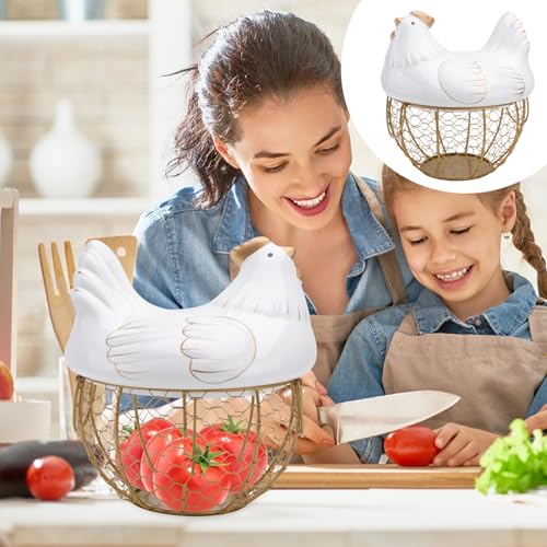 Cesta de almacenamiento para frutas y snacks con tapa decorativa de cerámica 3