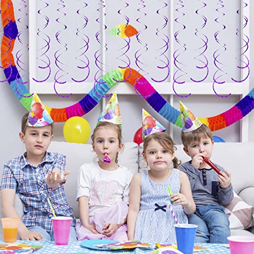Image of 30 Pieces Purple Hanging Swirls Whirls Party Decoration Streamers Photo Booth Background for Birthday Valentine Wedding Bridal Shower Bachelorette Anniversary Engagement Party Supplies