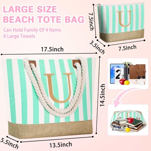 Image of GhvyenntteS Personalized Tote Bags for Women - Large Beach Bag & Makeup Bag, Birthday Gifts for Women Bridal Wife Mom Grandma Teacher Friend