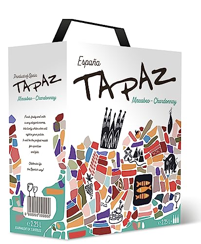 Tapaz - Weißwein Macabeo, Chardonnay in Bag in Box, aus Spanien (1 x 2,25 L)