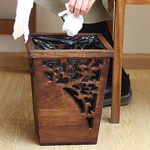 Papelera vintage de madera cuadrada sin tapa miniatura 5