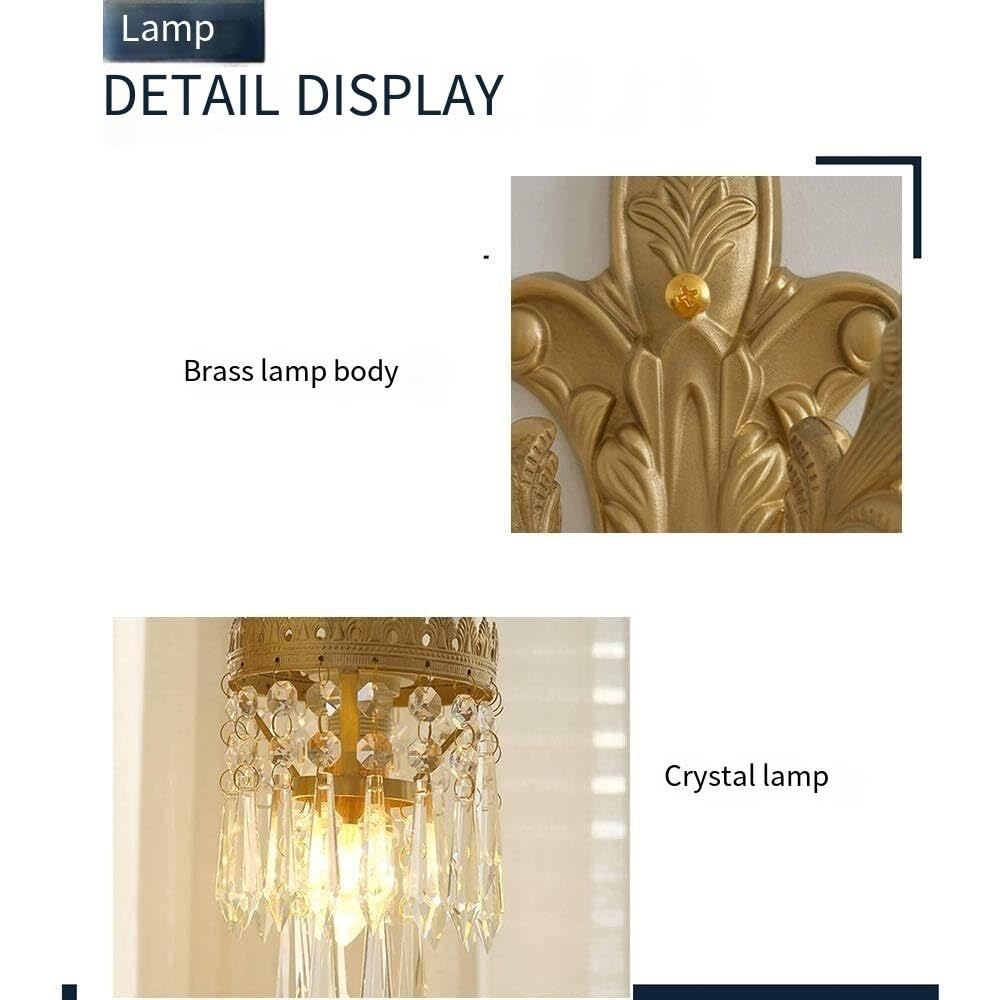 Lampada da parete for interni con paralume in cristallo