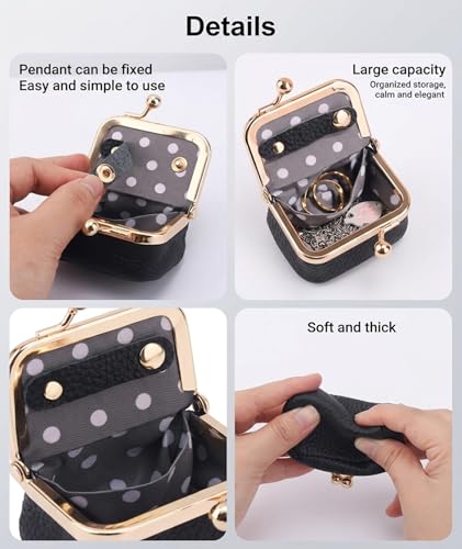 Image of Ring Box Organizer, Portable Mini Jewellery Storage Box with Secure Lock, Travel Jewelry Case for Earrings and Necklaces, Elegant Black PU Jewelry Organizer Box