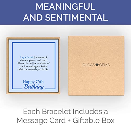 Olgas Gems 75Th Birthday Milestone Bracelet & Meaningful Message Card For Women - Beautiful And Sentimental 75Th Birthday Gifts For Women Made With Natural Lapis Lazuli Stones #TOP4