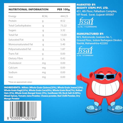 Image of BE'BE' BURP Healthy Puff Snacks | Multigrain Tangy Cheese |Baked Puffs, Not Fried, Protein Snacks | No Maida & Gluten-Free | Travel-Friendly | 35gms Each (Pack of 4)