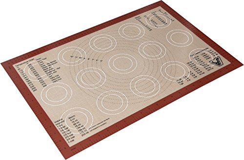 Silicone Baking Mat - Large Size Sheet (Thick & Large 15" x 23") - Non Stick Silicon Liner for Large Bake Pans & Trays - Rolling, Macaron/Pastry/Cookie/Bun/Bread Making - Professional Grade Nonstick