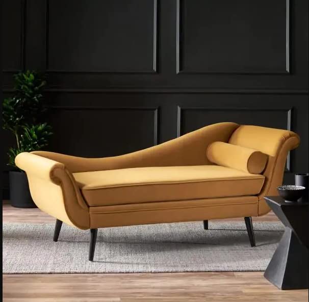 Image of Teak Wood 2-Person Sofa Settee Sofa Diwan Couch Chaise Lounge For Home And Living Room | Dark Gray Colour, Pink