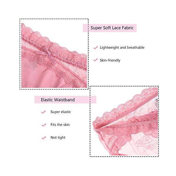 LEVAO Women Lace Underwear Sexy Breathable Hipster Panties Stretch Seamless Bikini Briefs Multipack,XL