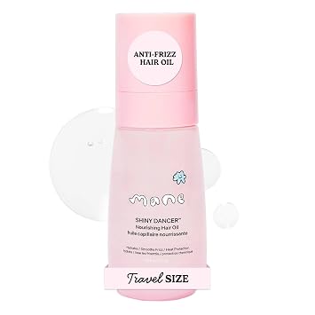 Mane Shiny Dancer Nourishing Hair Oil - Lightweight Hair Oil for Fine Hair, Anti Frizz & Shine - Heat Protection for Dry and Damaged Strands - Rose Lychee Vanilla Scent 2.5 Fl Oz