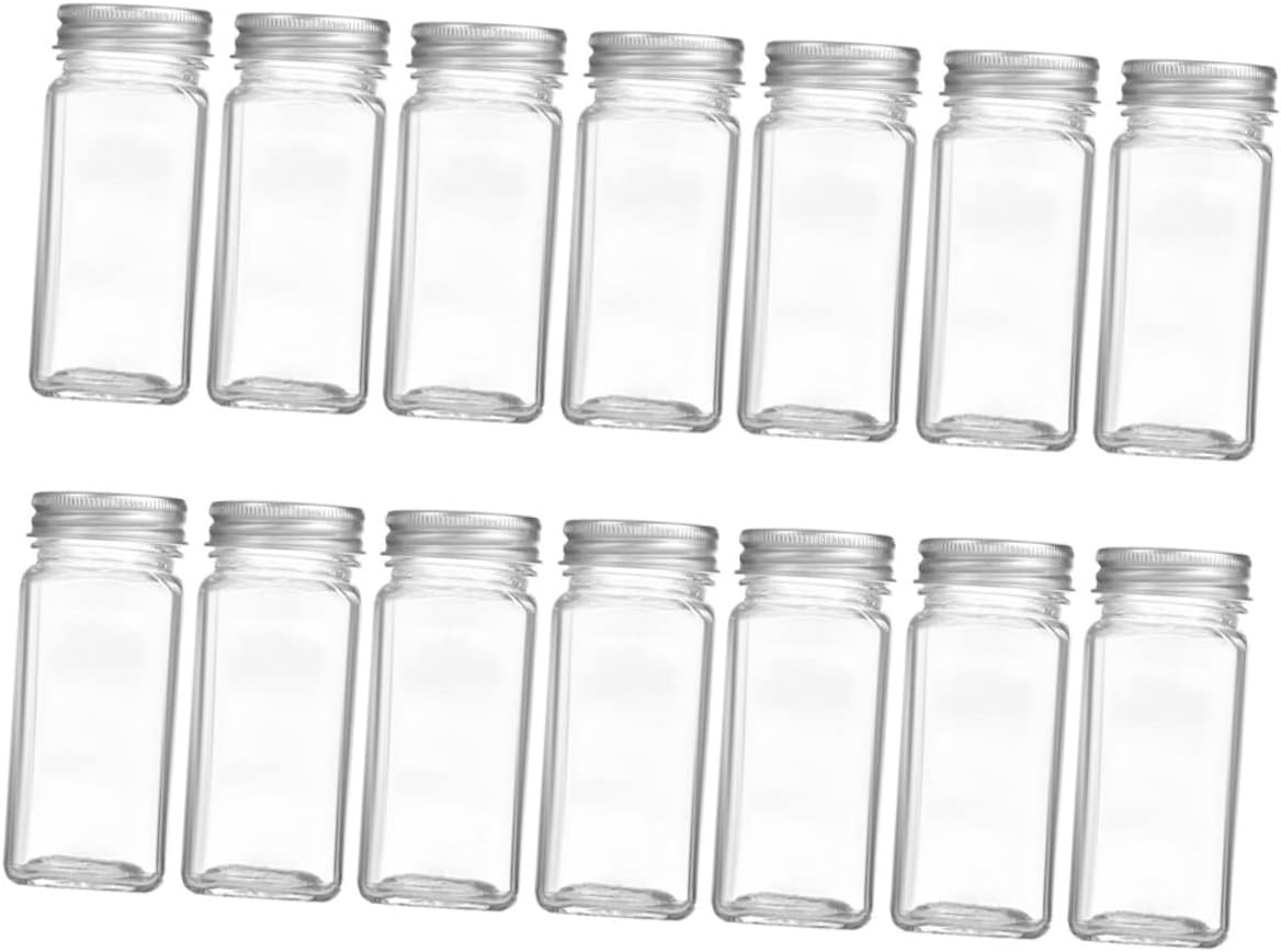 GREENADSCAPE 14pcs Glass Spice Bottle Small Spice Jars