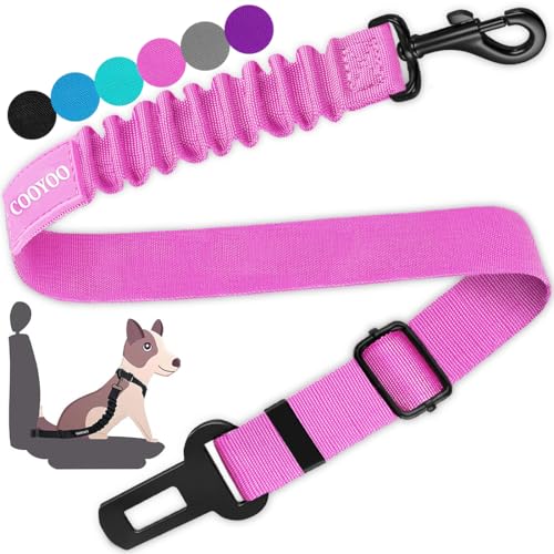 Image of COOYOO Dog Seat Belt, Durability Retractable Dog Car Harness Adjustable Dog Seat Belt for Vehicle Nylon Pet Safety Seat Belts Heavy Duty & Elastic