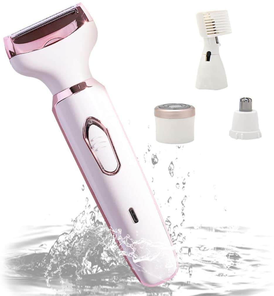 Rasoio elettrico 4 in 1, impermeabile, ricaricabile, indolore, portatile, per corpo, naso, viso e sopracciglia