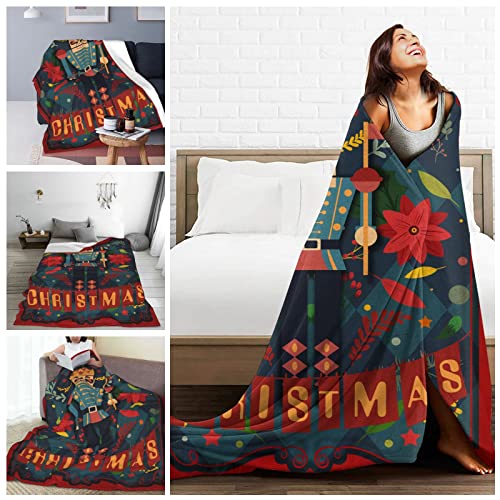 Vwe Log Throw Blankets Christmas Soldiers Fleece Blanket Bed Blanket Sofa Blanket Fluffy Blanket Soft Blankets Lightweight Cozy Blanket Warm Blankets For Women Men 50''X40'', Black #TOP2