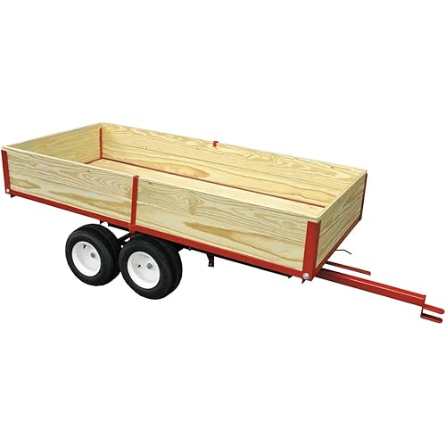 Heavy-Duty Country Manufacturing Ton Capacity Lawn and Garden Utility Trailer with Hand-Operated Hydraulic Dump, Ideal ATV Pull Behind Cart for Yard and Garden Tasks, 7ft x 38in Bed