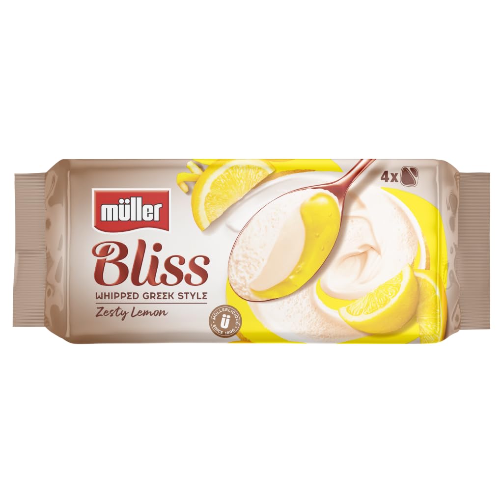 Müller Corner Bliss - Lemon Compote with Fat Free Greek Style Vanilla Yogurt, 105g (Pack of 4)
