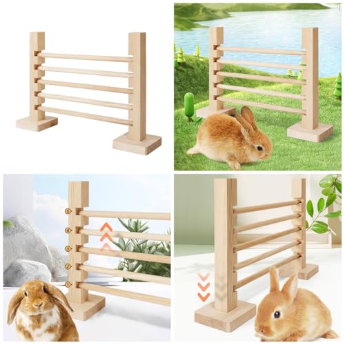 Rennmaus Jump Barrier Holz-Hürde Sprungbarriere Hindernis Holzstange verstellbar für Hamsterkäfig Zubehör