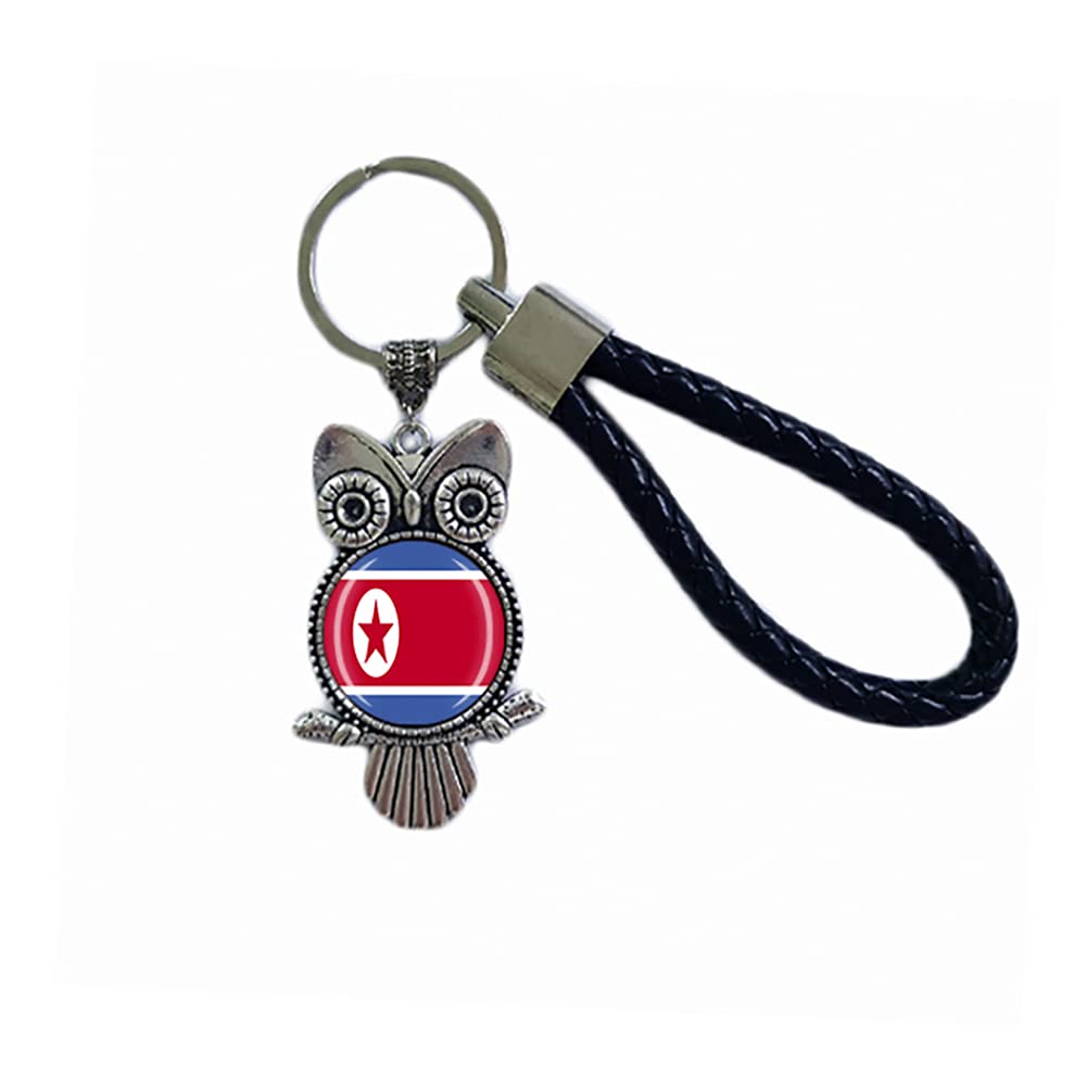 Flag Key Chain North Korea Souvenir Gift Key Ring Owl Pendant Keychain For Men Women