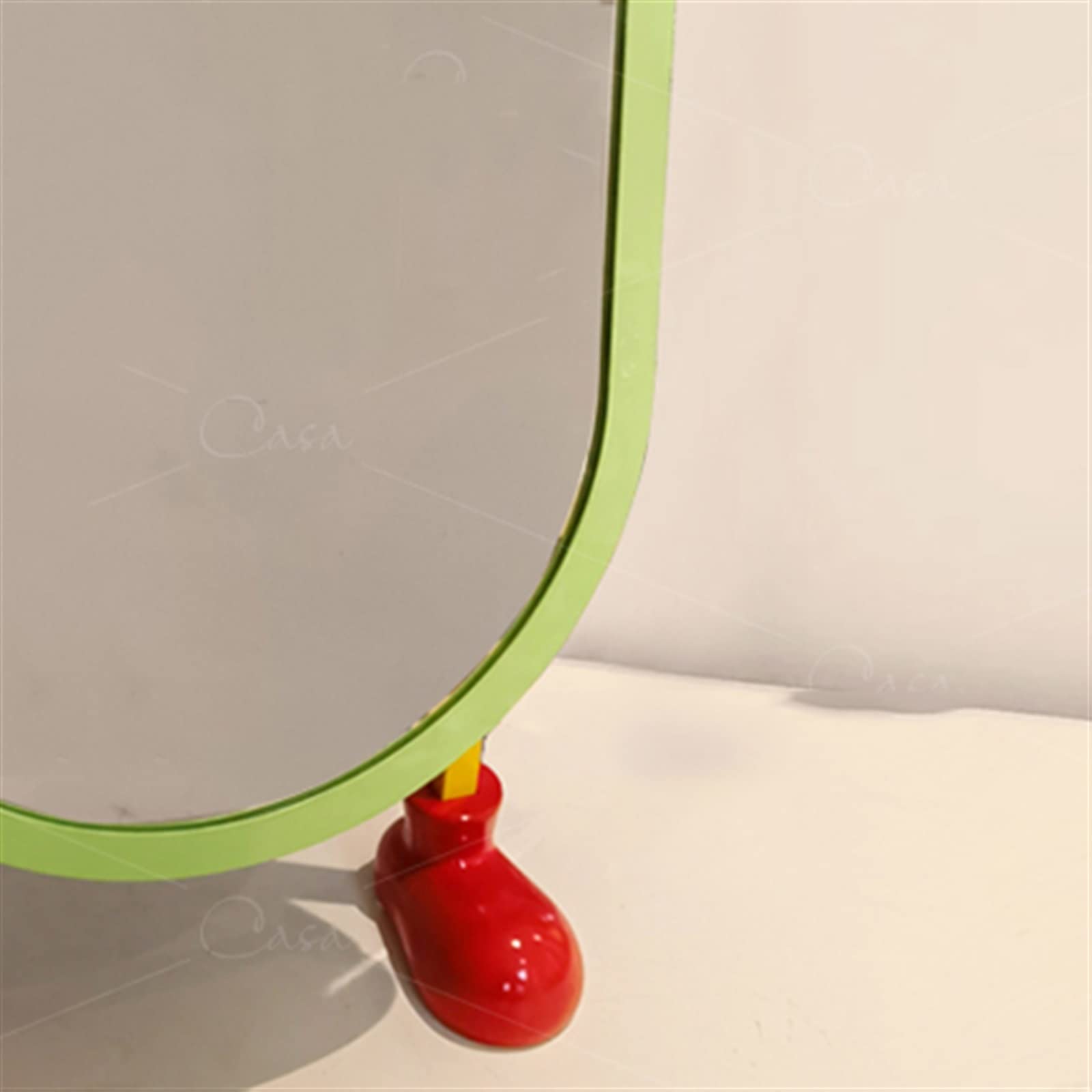 Specchio cosmetico per camera da letto, semplice da scrivania, con cartoni animati, carino e interessante, ad alta definizione, personale domestico (verde)