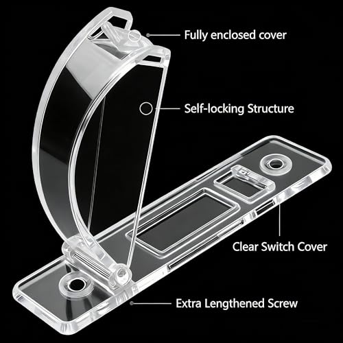 Image of ZEFTV 2 Pack Toggle Light Switch Cover Guard Child Proof Wall Light Switch Lock Protects Your Lights from being Accidentally Turned On or Off by Children and Adults, Clear