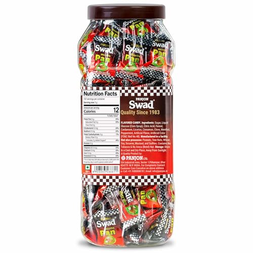 Image of Swad Meetha Paan Candy Toffee | Real Paan Flavour with Kattha, Saunf, Kesar & Mint, Sweet Mukhwas Mouth Freshener, 200 Candy Jar