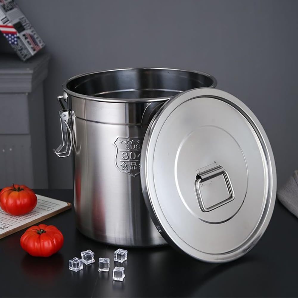 Luftdichter Kanister, Metall Reis Vorratsbehälter mit sicherem Klemmdeckel für Müsli, Mehl, Kaffeebohnen, Nudeln, 304 Edelstahl