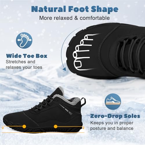 Image of Hike Footwear Barefoot Shoes Mens Womens, Winter Wide Toe Barefoot Hiking Shoes Boots, Non-Slip Waterproof Outdoor Running Boots Sneakers for Women Men