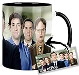 MasTazas The Office Steve Carell John Krasinski Jenna Fischer Taza Ceramica Interior y Asa Negra