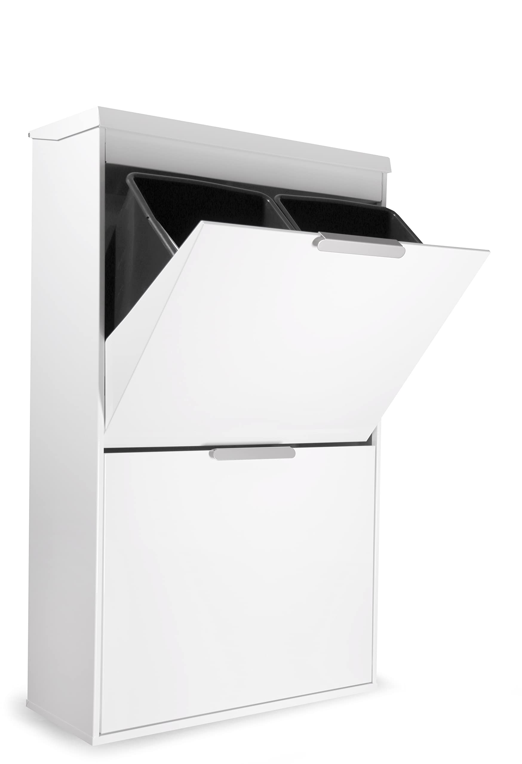 Arregui Ecoclas Plus CR621-E Cubo de Basura y Reciclaje de Acero de 4 Compartimentos con Bandeja Superior | 4x17L (68L) | Cubos de Basura de Cocina | Contenedores de Reciclaje para Casa | blanco