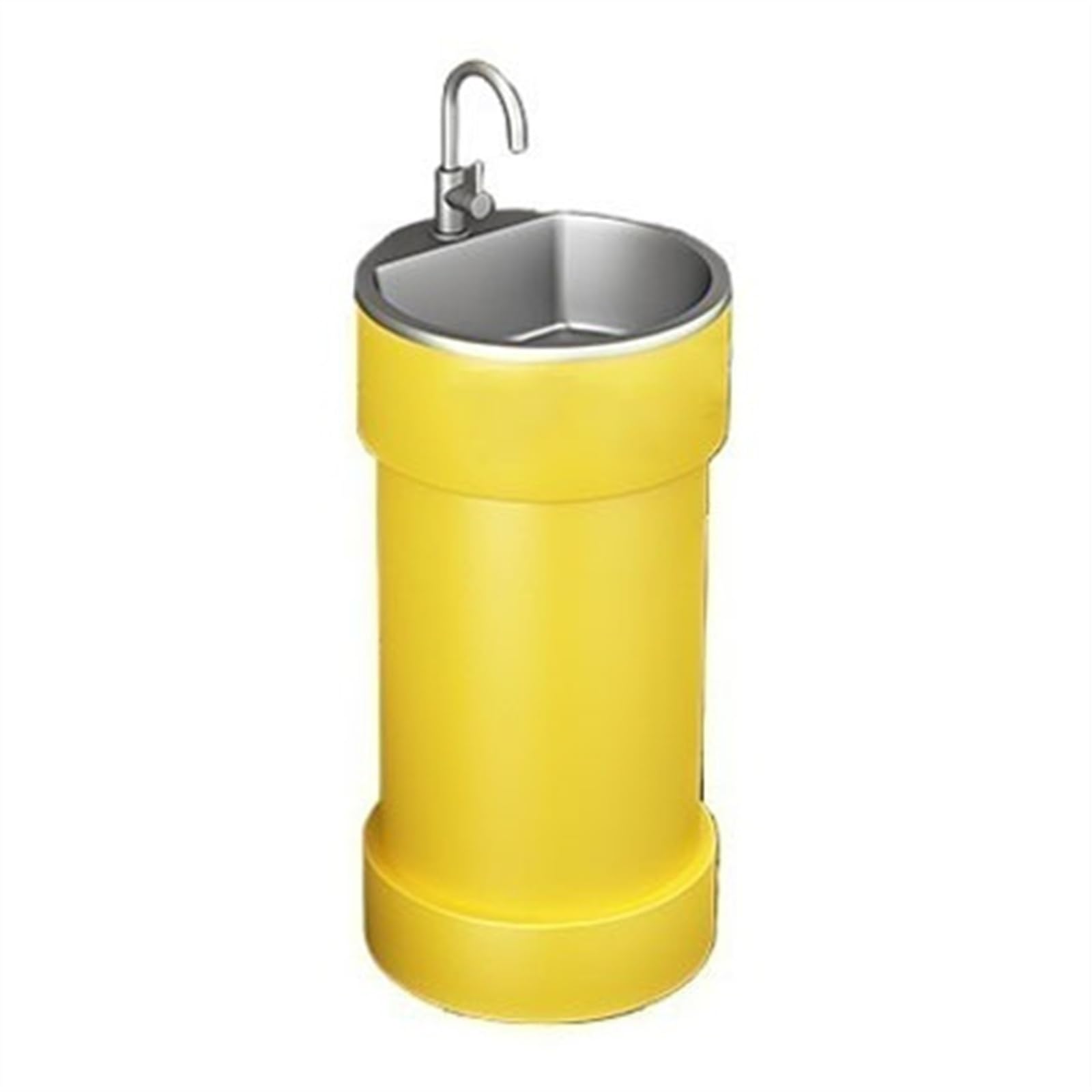 Zhaoj24-05 Yellow Pedestal Sink Round Base Bathroom Sink, Creative Colorful Commercial Pedestal Basin With Stainless Steel, Metal Painted Freestanding Vanity(Yellow)