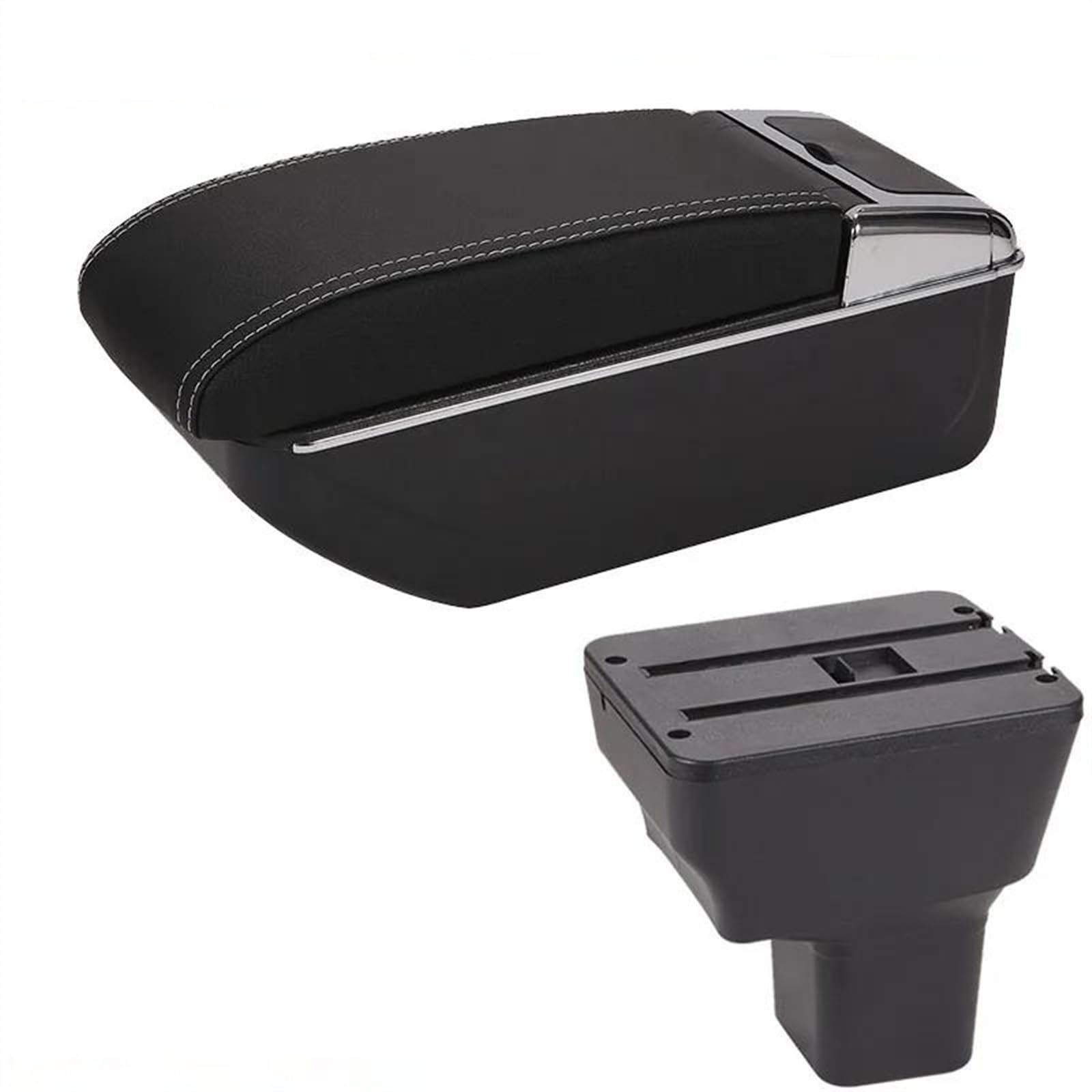 NMJLQW Storage Rack Car Armrest Box For Kicks 2016-2021 Interior Parts Special Retrofit Parts Center Storage Box Car Accessories USB(D3 Black white NoUSB)