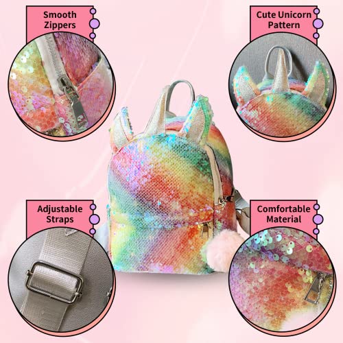 Zaino Unicorno Con Paillettes Per Bambine - Zainetto Scuola O Palestra, Con Peluche, Per Ragazze E Viaggi - Foto 11