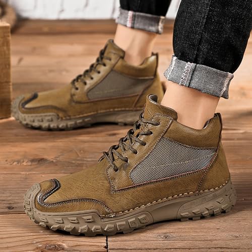 Non Slip Chukka Boots for Men - Casual Lightweight Hiking Ankle Boots Lace Up Leather3
