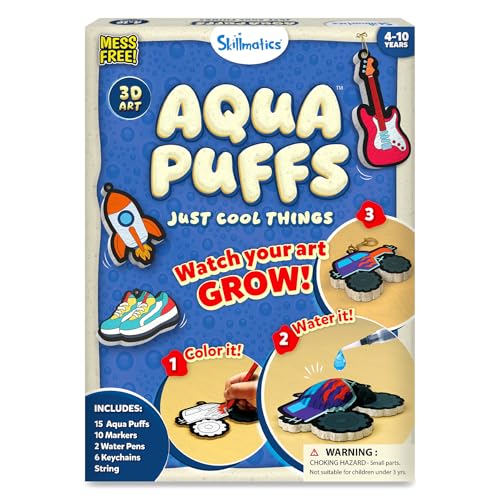 Image of Skillmatics Aqua Puffs - Just Boy Things, Mess-Free 3D Art Kit | Paint by Number Craft for Kids, DIY Color & Inflate Activity, Travel Toys & Creative Gift for Ages 4, 5, 6, 7, 8, 9, 10