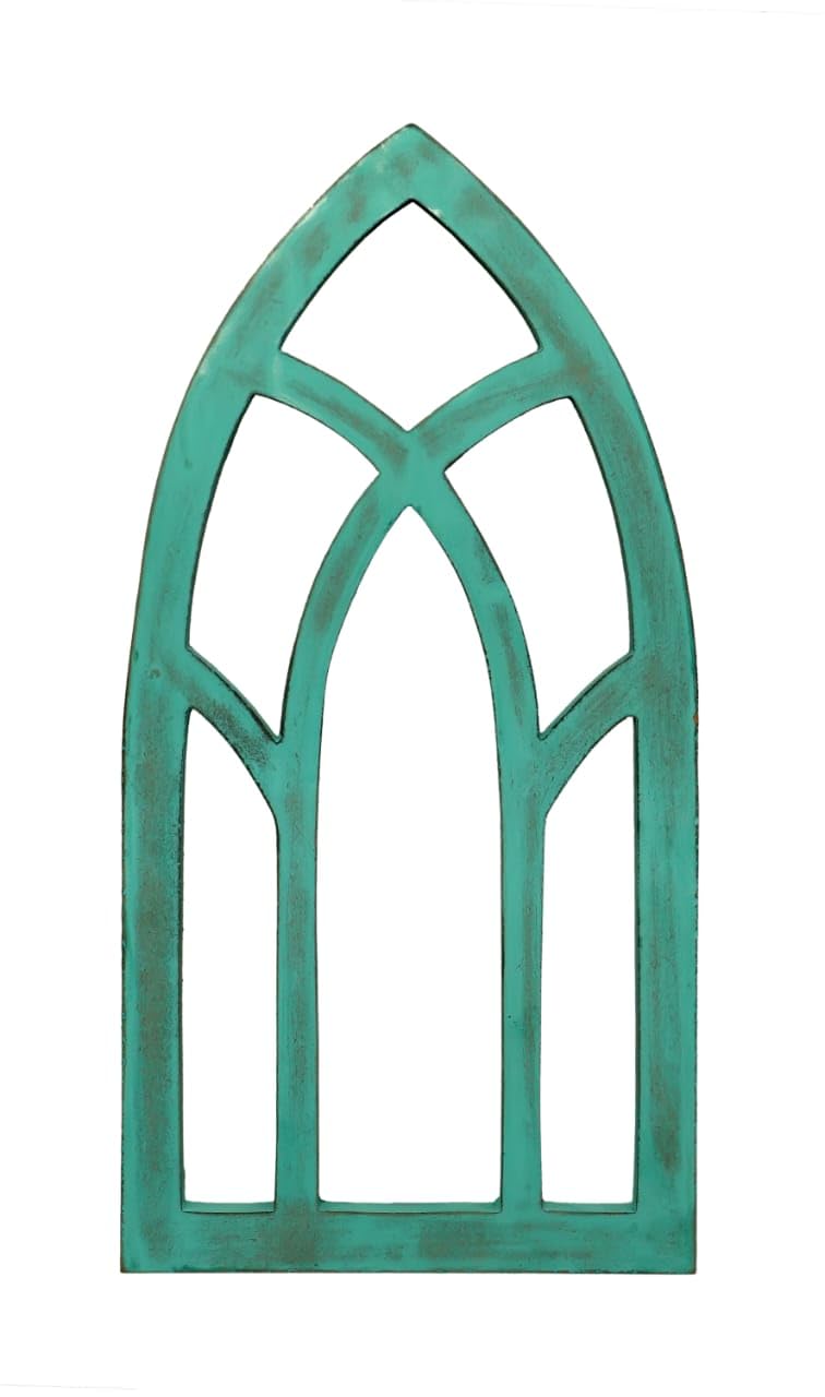 Aafiyat Antique Vintage Wooden Cathedral Window Pane Arch Wall Décor MDF Farmhouse Window Frame Wall Decor, Antique Vintage Wooden Cathedral Window Pane Arch Wall Décor (GREEN)-image-37