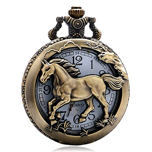 Reloj de bolsillo de moda con colgante de caballo para hombres y mujeres 5