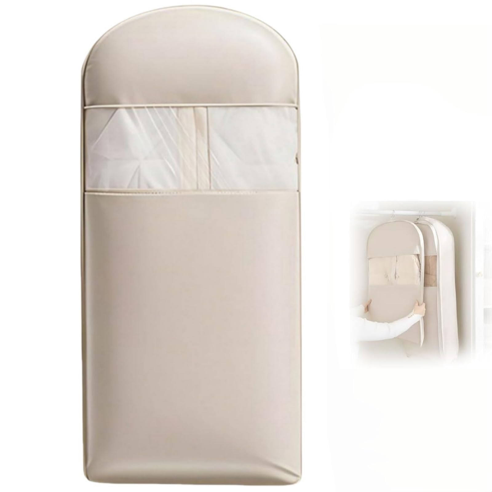 Lot De 3 Sacs à Vêtements Suspendus Compression - Organiseurs Placard Manteaux Duvet Beige M L XL