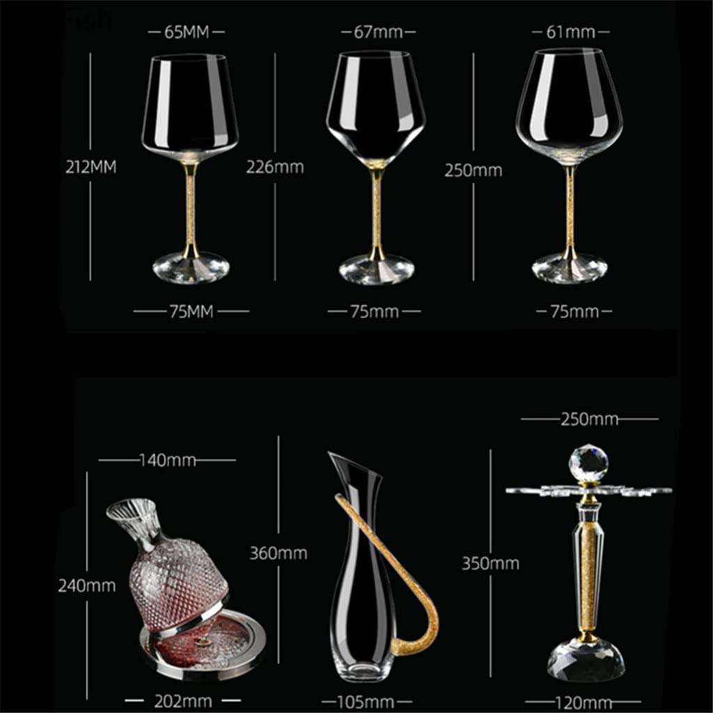 Set di calici e decanter in vetro di cristallo con lamina d'oro nordico chiaro Set di bicchieri da vino per bar per feste in famiglia Set di bicchieri da cocktail per champagne (B come mostrato)