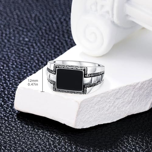 Square Genuine Black Onyx Signet Ring for Men 925 Sterling Silver Real Black Onyx Pinky Ring for Husband Dad2