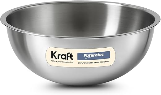 Kraft Futuretec Triply Stainless Steel Extra Deep Tasla – 2.4 Litre, 22 cm | Multipurpose Patila for Frying & Boiling | Fast Heating, Healthy…