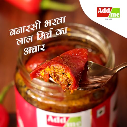 Image of Add Me Red Stuffed Chilli Pickle 1 kg bharwan lal mirch ka achar 500gm + 500gm laal mirchi ka Pickles Homemade Banarasi recipe Glass Jar