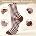 GGSTDDUP 6 Pairs Women Ruffle Striped Frilly Socks, Cute Checkered Ankle Sock for Women Cotton Knit Casual Crew Socks Size 5-9 Mix Color3