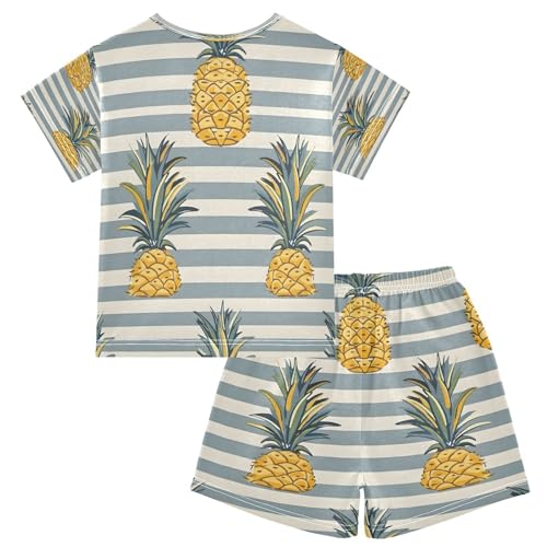 senya Short Sleeve Pajamas Sets Summer Cotton Sleepwear Fresh Pineapple2