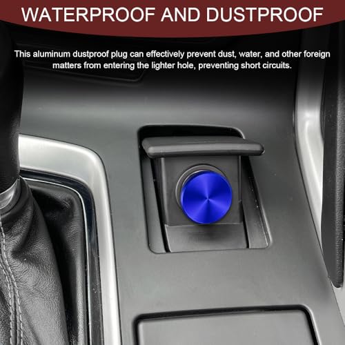 Image of Car Cigarette Lighter Plug Cover, Cigarette Lighter Covers, Aluminum Plugs Cover Car Decoration, Waterproof Dustproof Cigarette Lighter Socket Cap for SUV Truck with 12V Power Source (Blue)
