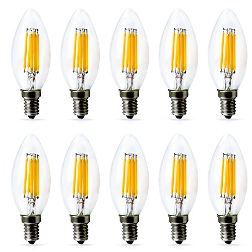 Bombilla LED E14 regulable de 6 W, luz blanca cálida de 2700 K, pequeño tornillo Edison SES E14, equivalente a 60 W, filamento C35 vintage de bajo consumo Cover