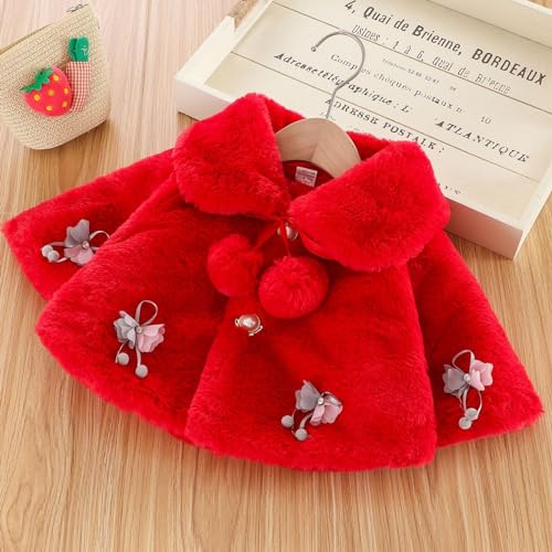 Newborn Baby Bow Knot Faux Cloak Coat Cute Toddler Infant Girls Windproof Cape Jacket Winter Warm Solid Color Clothes2