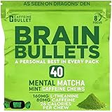 Old Recipe | 80mg Caffeine & 160mg L-Theanine Focus Enhancing Energy Chews – Neuroscience Backed Nootropic Stack, Mental Acuity & Cognitive Support | Mint Matcha Flavor Brain Bullet, 1 Bag