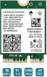 WiFi 6 Wireless Card Intel AX201 NGW M.2: CNVio2, Bluetooth 5.2, 2400Mbps Network Adapter for Laptop Support Windows 10/11 (64bit) Only available with Gen 10+ CPU