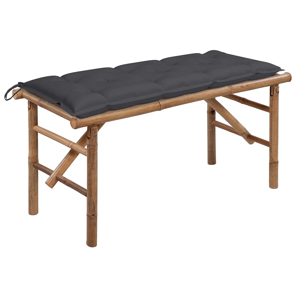 Banco plegable de bambú 118 cm con cojín