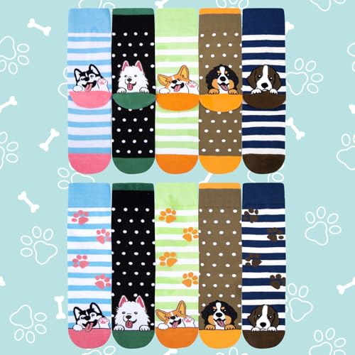 Chalier Cozy 5 Paar Damen Socken Niedliche Katzen Hunde Tiere Lustige Geschenk für Frauen Baumwollsocken Einheitsgröße(A4-Mix Hunde)